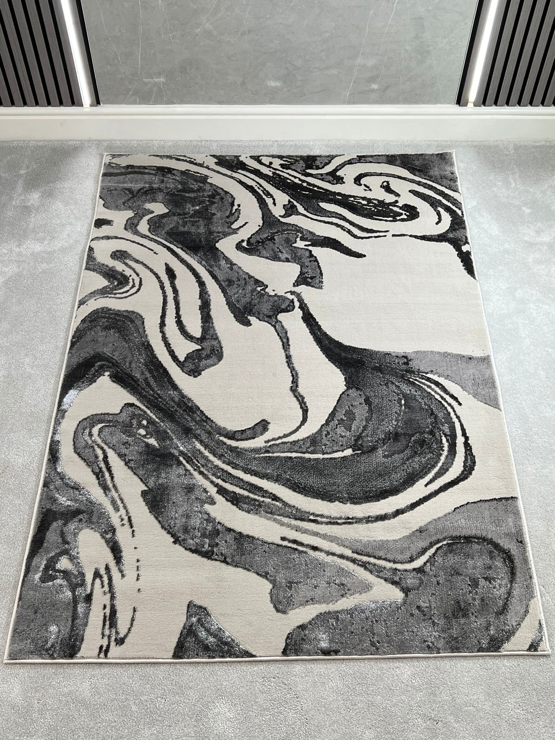 Platinum Marble Shimmer Rug | Luxury Marble Design -R9277 - Grey