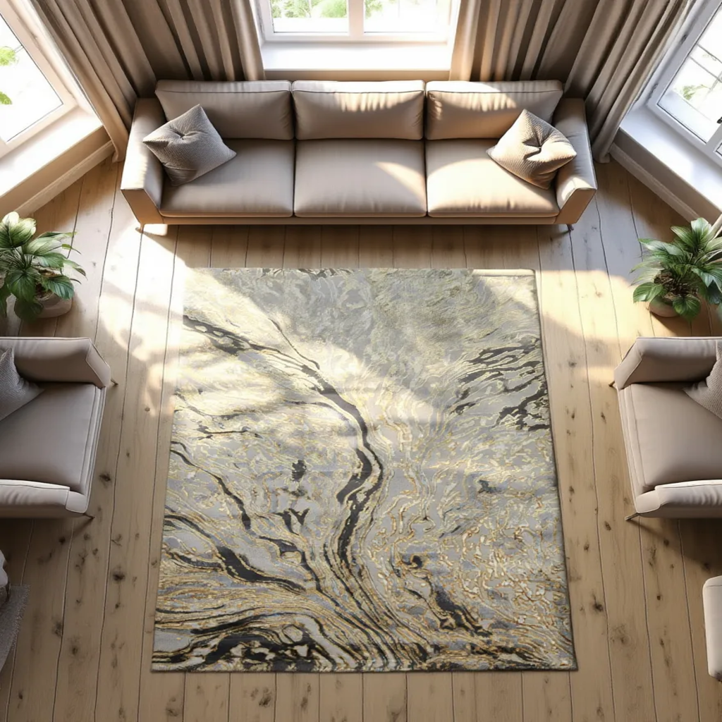 Modern Marble Shimmer Rug | Platinum Collection UK