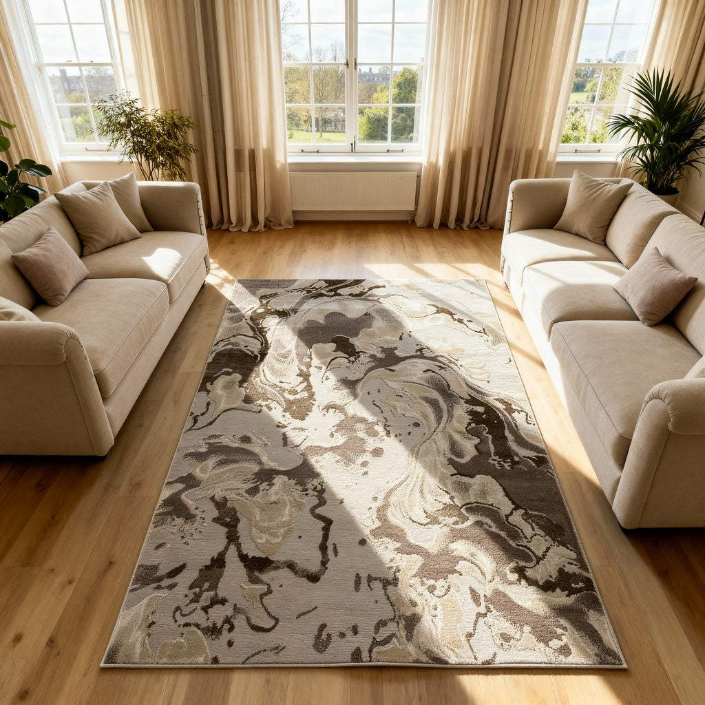 Platinum Marble Shimmer Rug | Luxury Marble Design