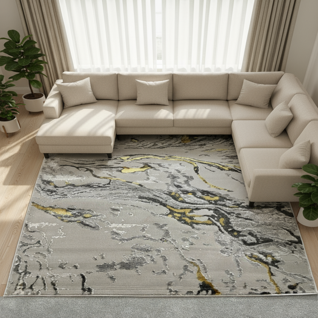 Designer Neutral Rug for Living Room | Platinum UK