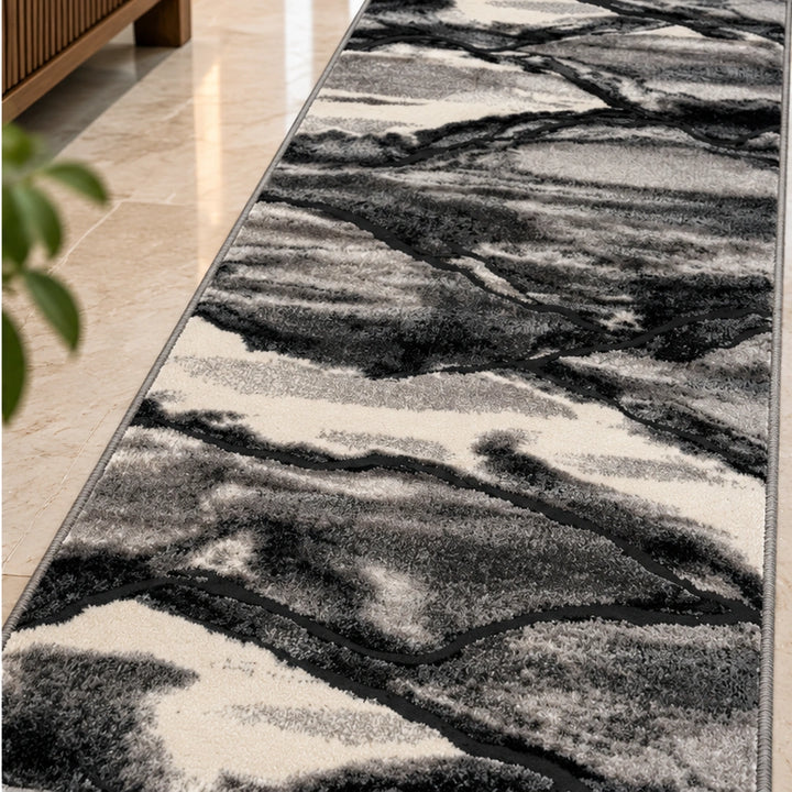 Moretti 1305 Grey Modern Abstract Runner Rug (60x230 CM)