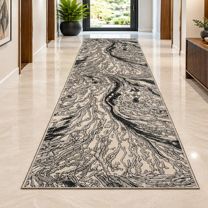 Platinum 9286 Grey Modern Abstract Runner Rug (60x230 CM)