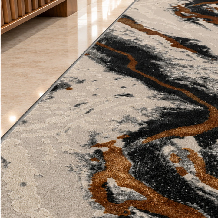 Platinum 9288 Black & Gold Modern Abstract Runner Rug (60x230 CM)