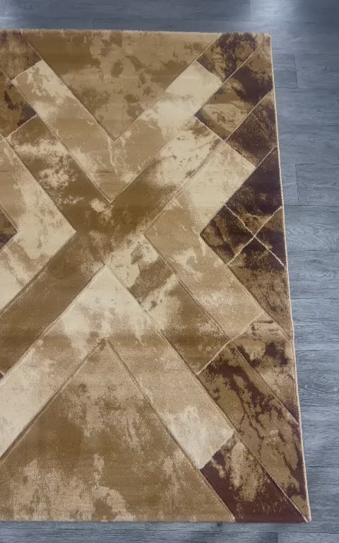 Golden Brown Modern Rug - Morrtti No. 3