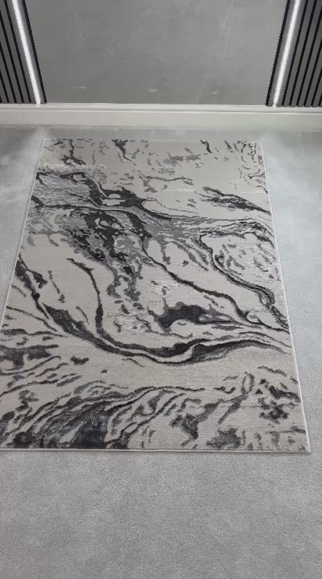 Platinum Marble Shimmer Rug | Luxury Marble Design -R9280 - Grey