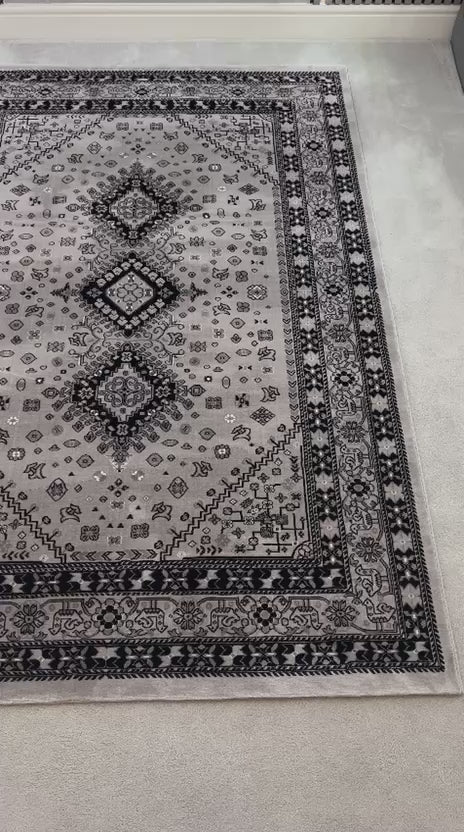 VERA TRADITIONAL PERSIAN-STYLE AREA RUG - GREY & CHARCOAL-1255