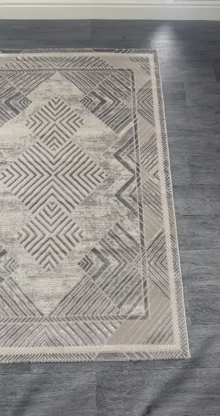 Grey Geometric Troya Rug J0112