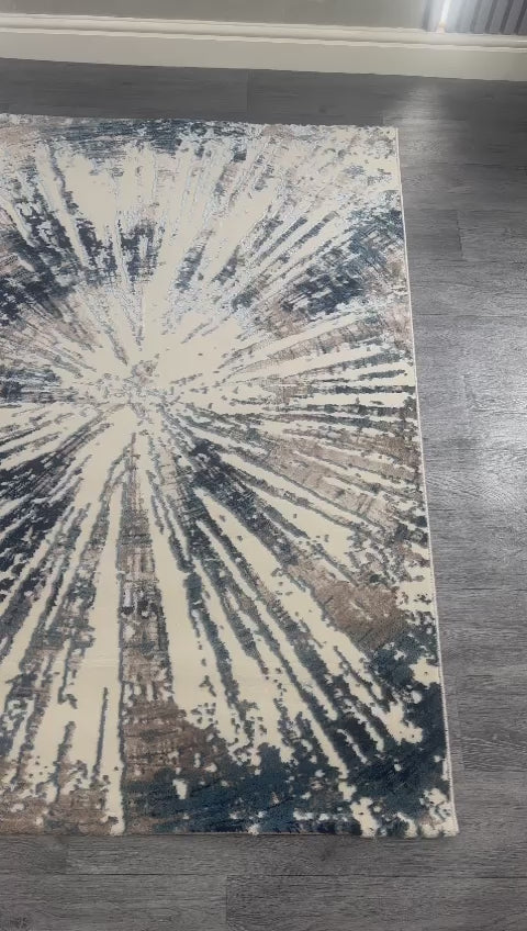 Navy Blue Cream Burst Verozi Rug - 268