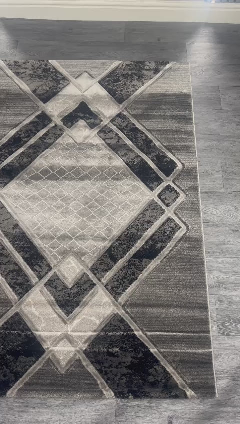 Black Greyscale Modern Rug - Morrtti No. 1