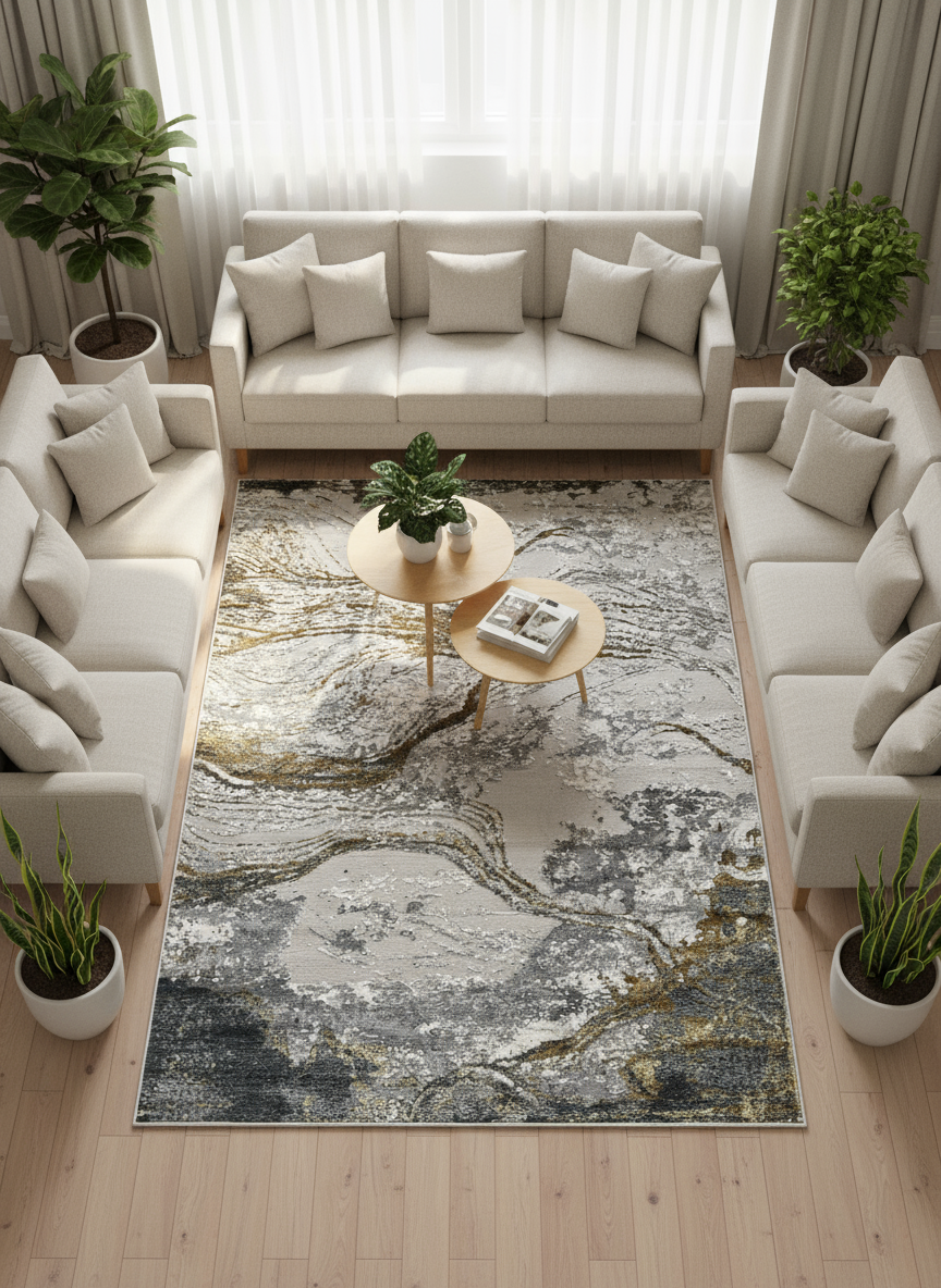 Marble Shimmer Grey Carpet Rug – Premium Quality