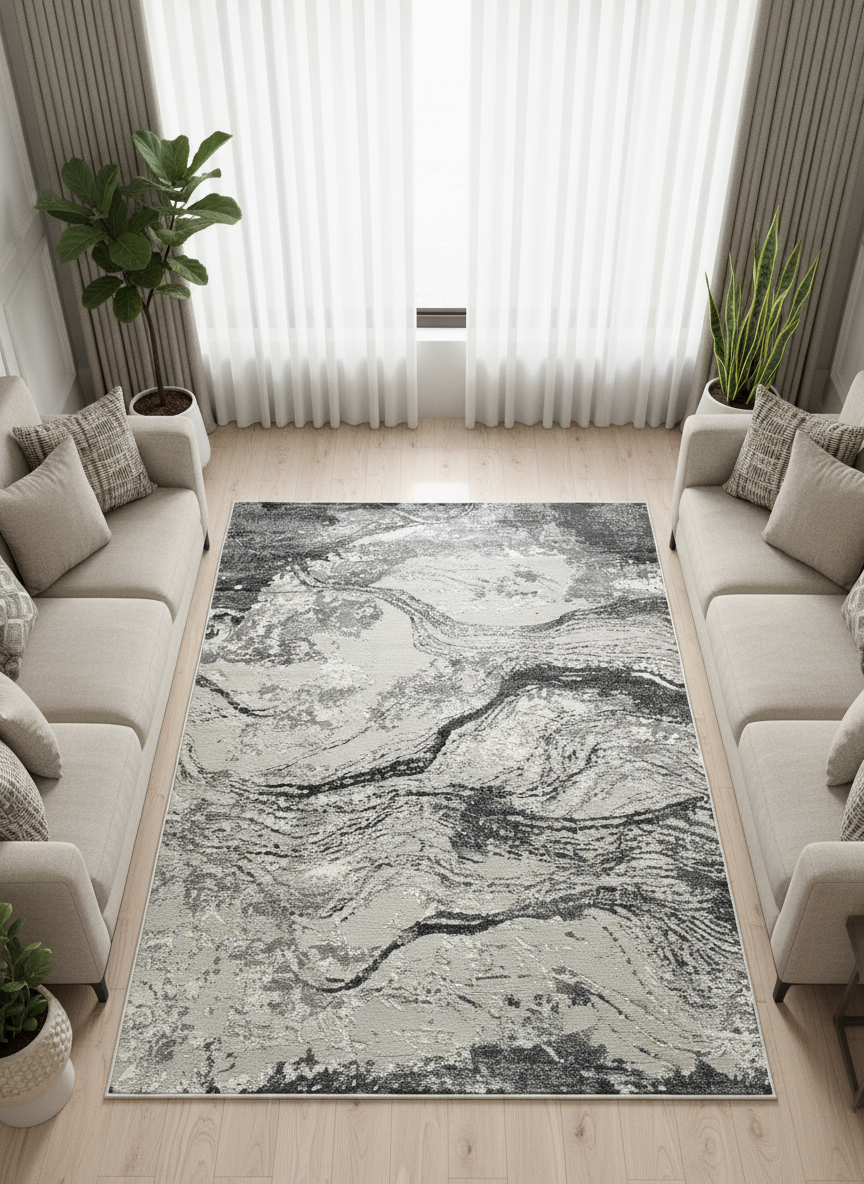 Marble Shimmer Grey Carpet Rug – Premium Quality