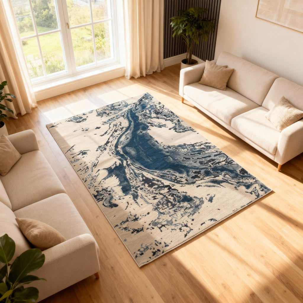 Platinum Marble Shimmer Rug | Luxury Modern Area Rug UK