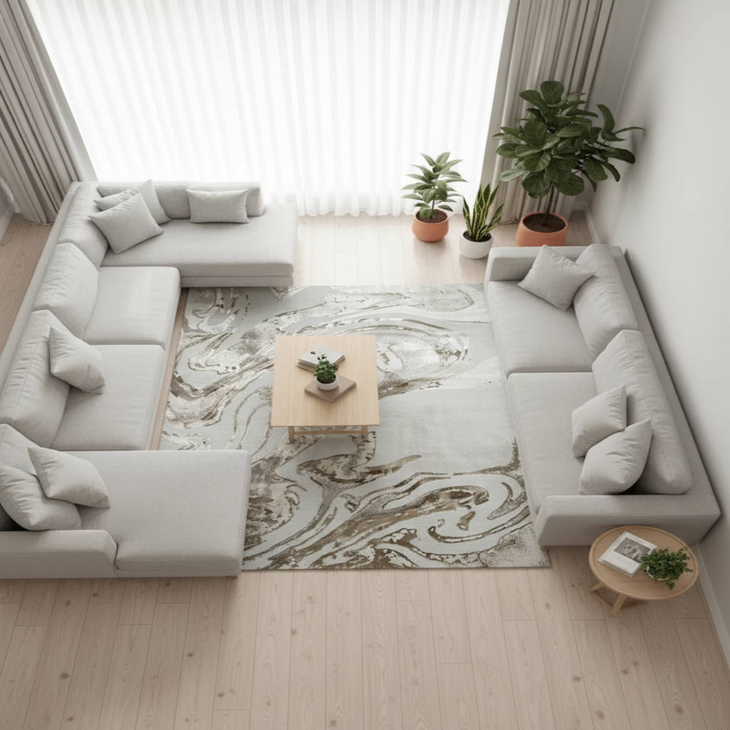 Marble Shimmer Rug – Luxury Modern Area Rug for Living Room & Bedroom | Multiple Sizes & Colours Available