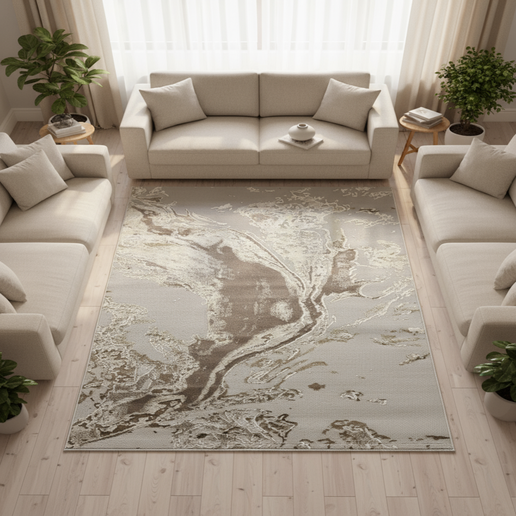 Platinum Marble Shimmer Rug | Luxury Modern Area Rug UK