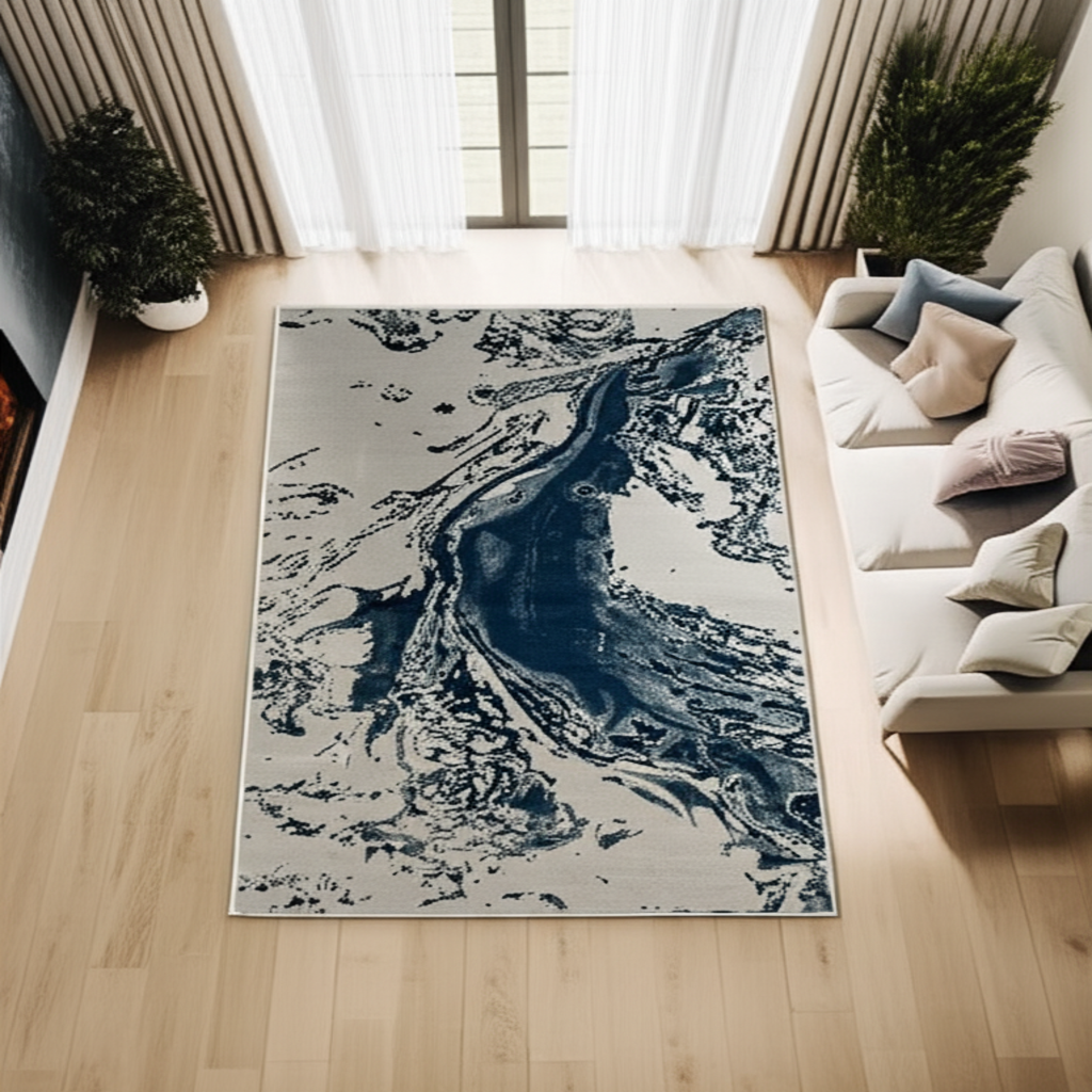 Platinum Marble Shimmer Rug | Luxury Modern Area Rug UK