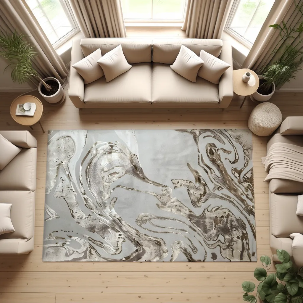Marble Shimmer Rug – Luxury Modern Area Rug for Living Room & Bedroom | Multiple Sizes & Colours Available
