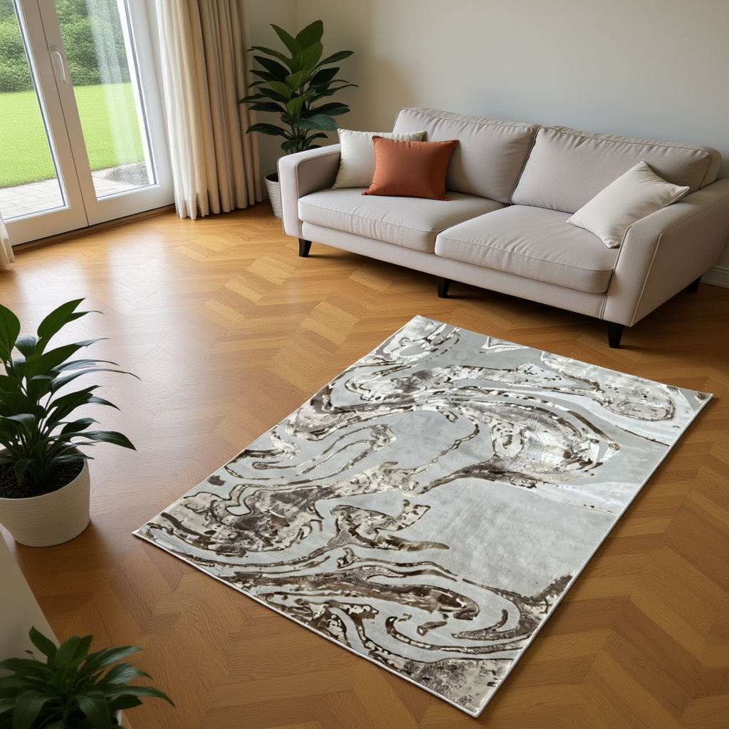 Marble Shimmer Rug – Luxury Modern Area Rug for Living Room & Bedroom | Multiple Sizes & Colours Available