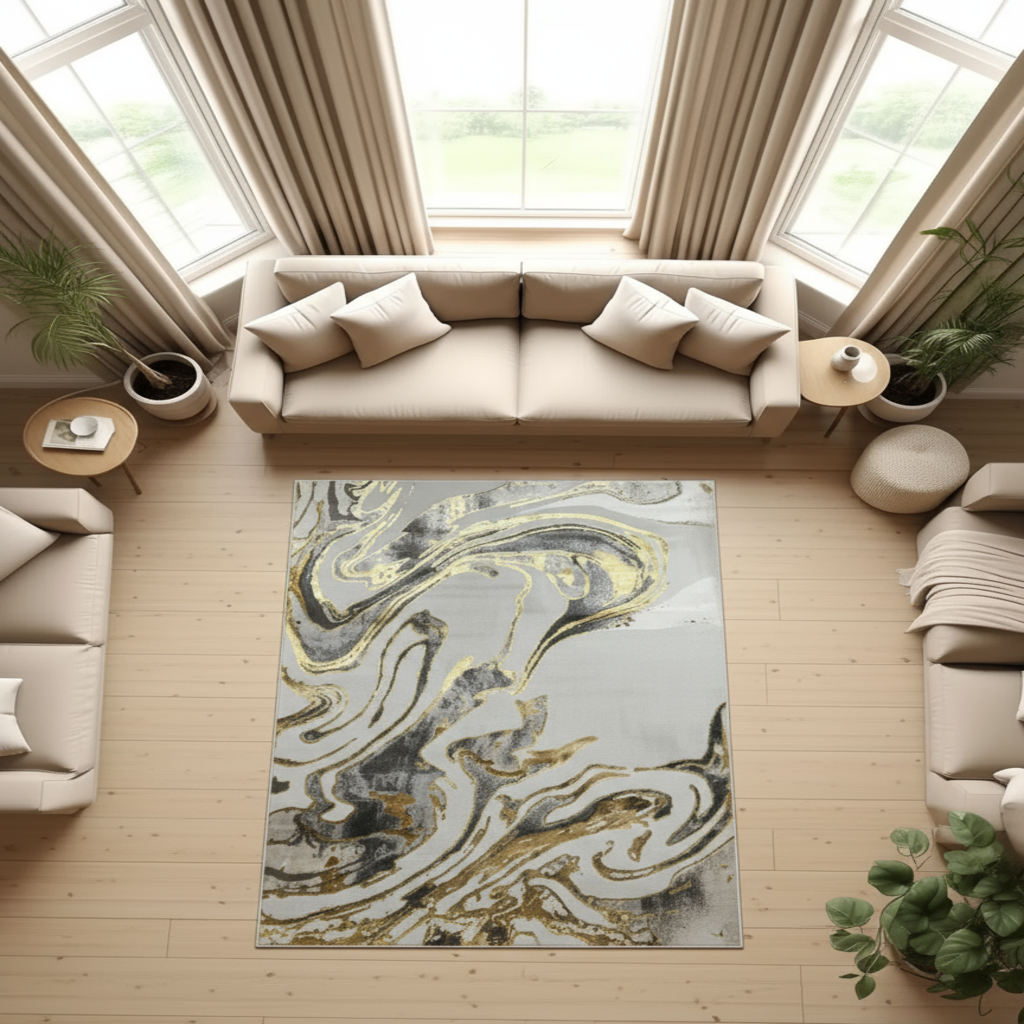 Marble Shimmer Rug – Luxury Modern Area Rug for Living Room & Bedroom | Multiple Sizes & Colours Available