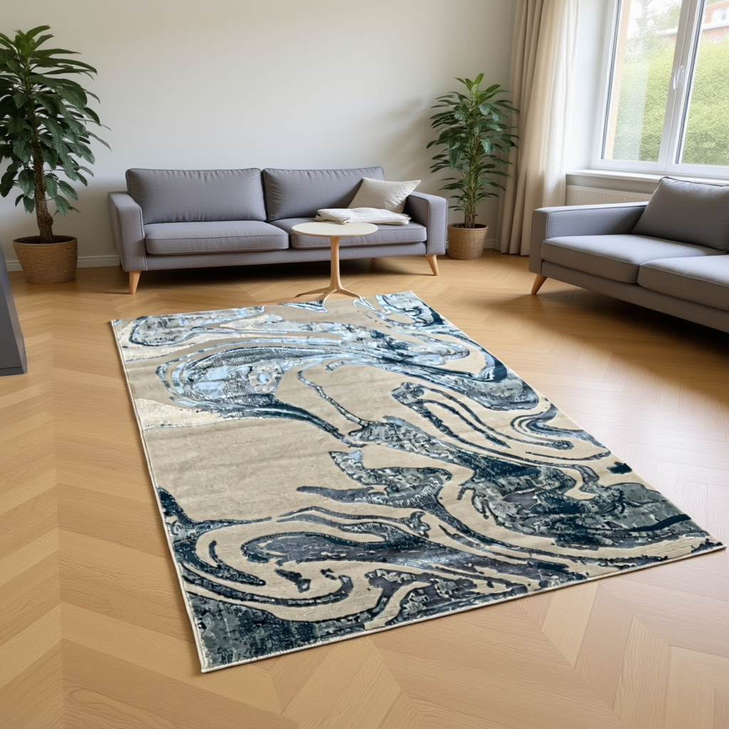 Marble Shimmer Rug – Luxury Modern Area Rug for Living Room & Bedroom | Multiple Sizes & Colours Available