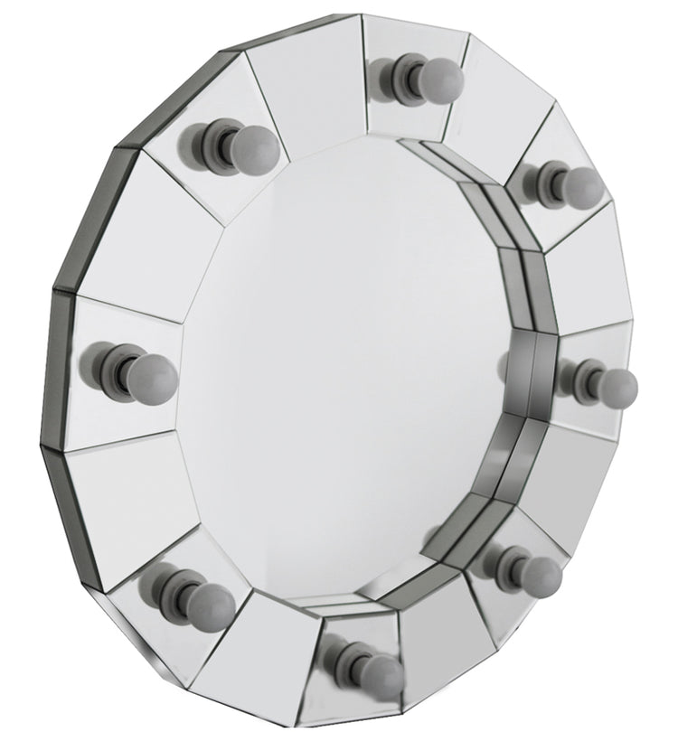 12 Bulb Round lighted mirror for Wall