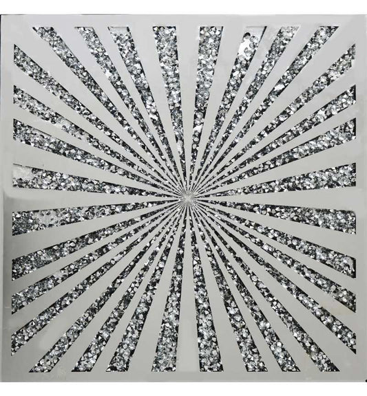 70X70cm Gatsby Sunburst Deco Silver Mirror