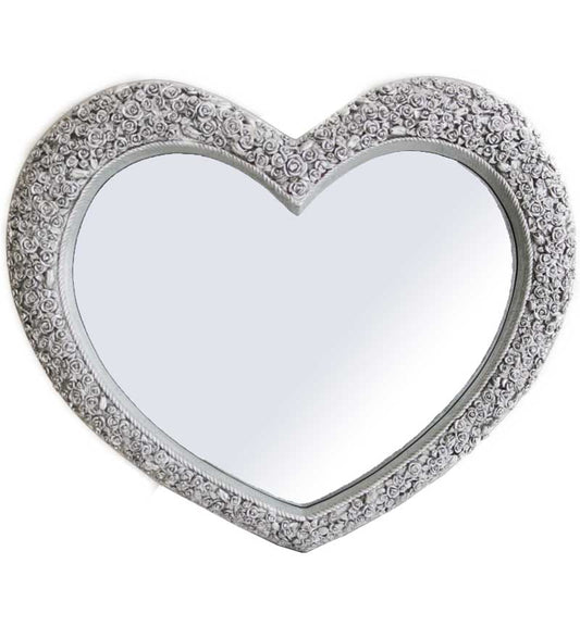 Rose Heart Mirror Silver