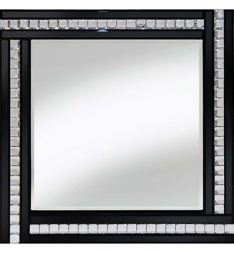 Classic Triple Bar Mirror Black Crystal