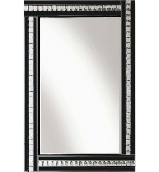 Classic Triple Bar Mirror Black Crystal