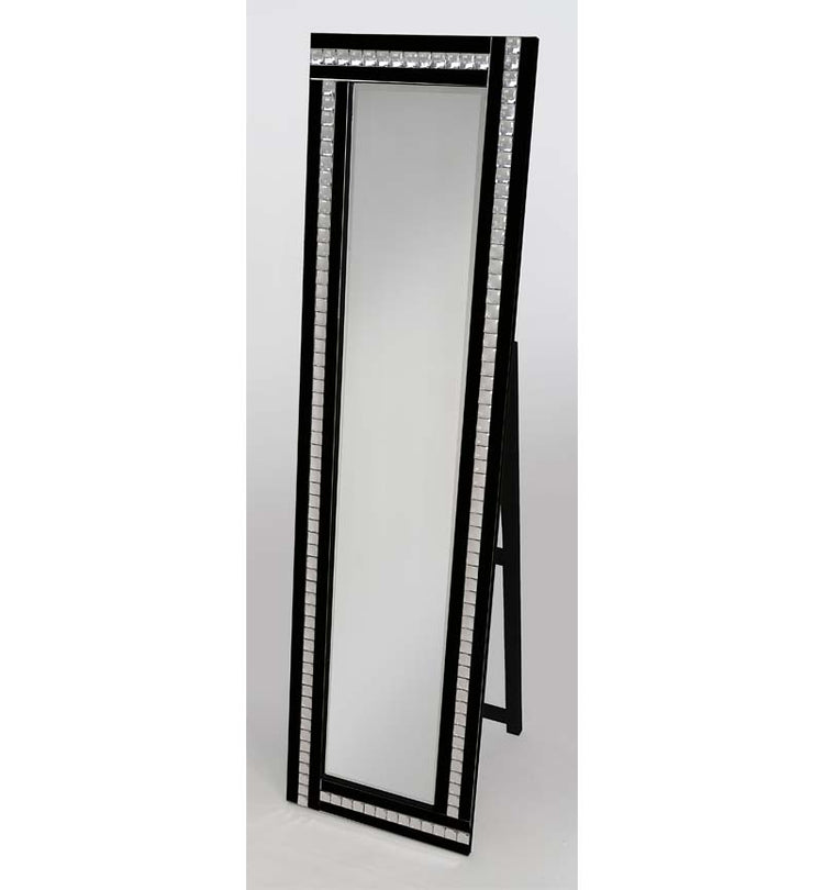 PO918 Black CRYSTAL Cheval Mirror 40x150