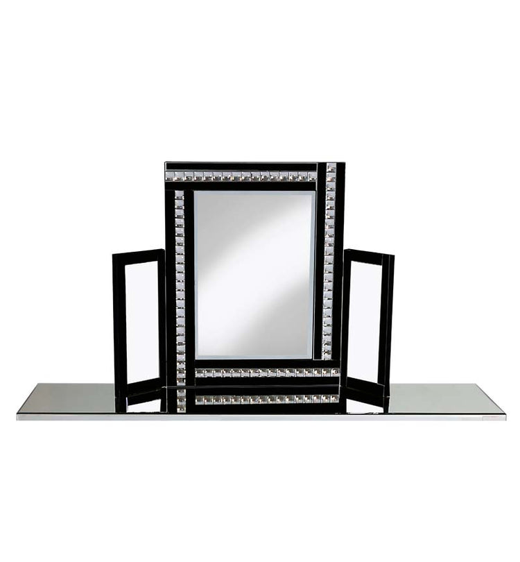 PO918 Black CRYSTAL Dressing Table Mirror